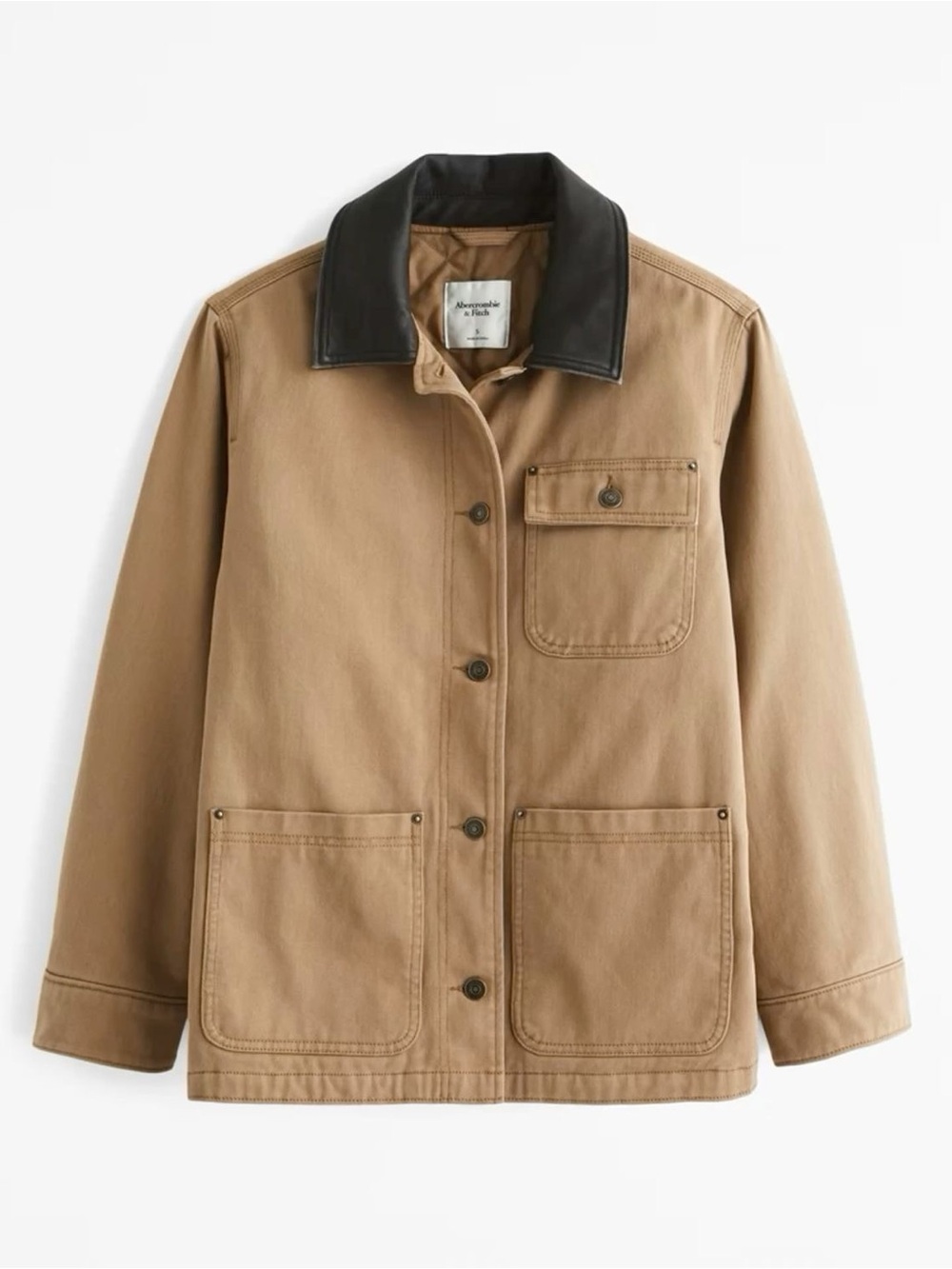 Like New Abercrombie Mid-Length Twill Workwear Barn Jacket in Toasted Taupe S